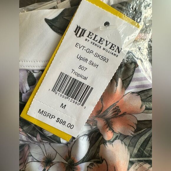 NWT EleVen Venus Williams White Tropical Uplift Skort Tennis Golf - Size Medium - Picture 6 of 8